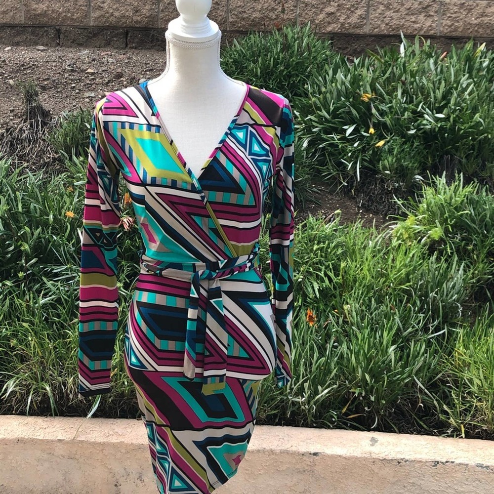 Symphony Multi Colored  Wrap Dress SZ  Small